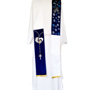 Estola Branca e Azul em Veludo