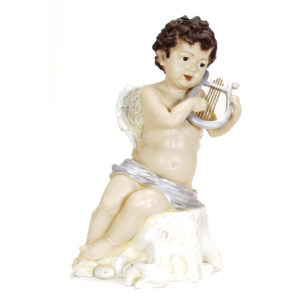 Angel playing harp while seated